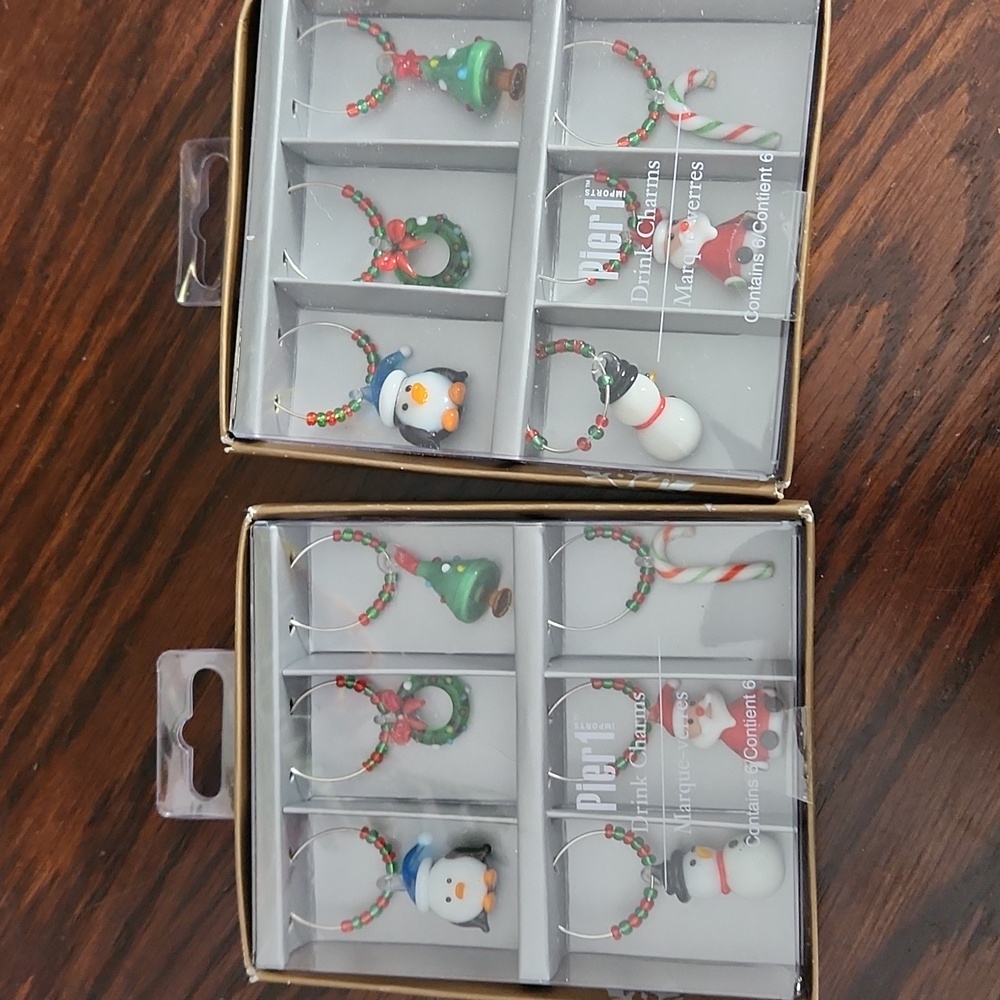 Pier 1 Wine Christmas Glass Charmers - Sold As 2 Packages